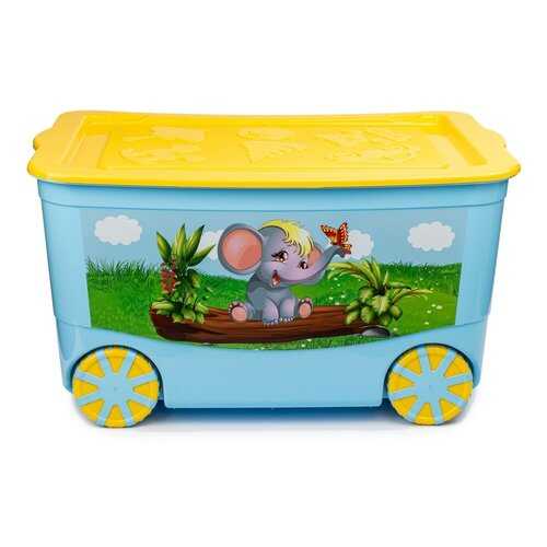 Ящик для игрушек ElfPlast KidsBox на колесах, голубо-желтый в Дети