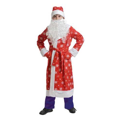 Карнавальный костюм детский Карнавалофф Дед Мороз, красный, размер М в Дети