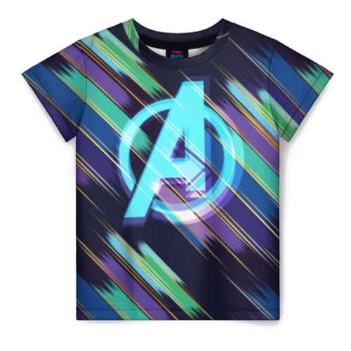 Детская футболка ВсеМайки 3D Avengers logo with stripes, р. 110 в Дети