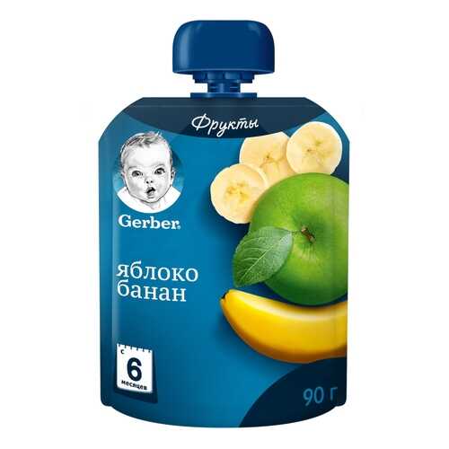 Пюре фруктовое Gerber Яблоко и банан с 6 мес. 90 г в Дети