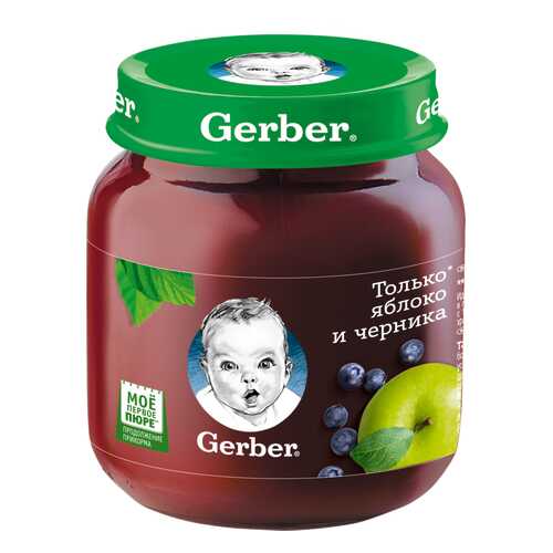 Пюре фруктовое Gerber Яблоко и черника с 5 мес. 130 г в Дети