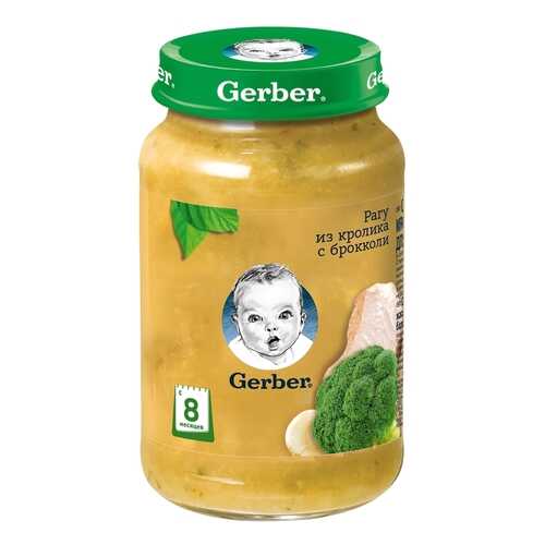 Пюре мясное Gerber Рагу из кролика с брокколи с 8 мес. 190 г в Дети