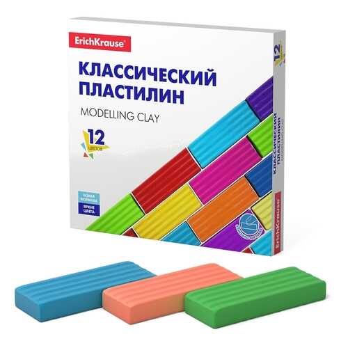Классический пластилин ErichKrause® Basic 12 цветов, 192г (коробка) в Дети