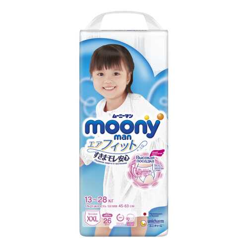 Подгузники-трусики Moony для девочек XXL 13-28 кг, 26 шт в Дети