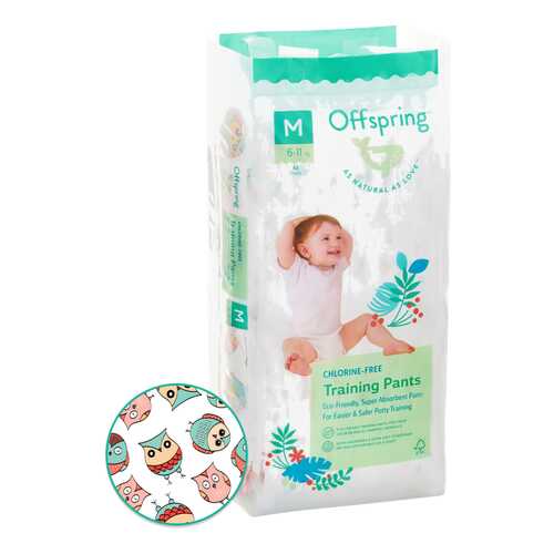 Подгузники-трусики Offspring M 6-11 кг 42 шт. Совы в Дети