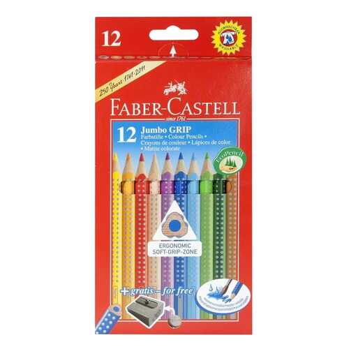 Цветные карандаши Faber-Castell JUMBO GRIP: 12 шт, + точилка в Дети