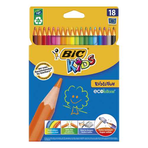 Карандаши цветные BIC Kids Evolution ECOlutions Коробка x18 в Дети